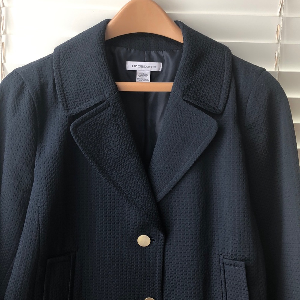 EUC Liz Claiborne 3/4 sleeve navy jacket